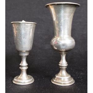 Two various sterling silver kiddush cups including Chester 1913,…