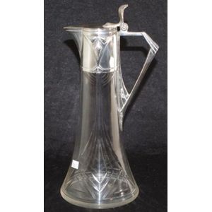 Art Nouveau WMF silverplate and cut glass claret jug circa…