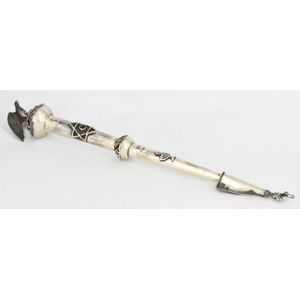 A silver torah yad, with eagle finial, the pointer and handle…