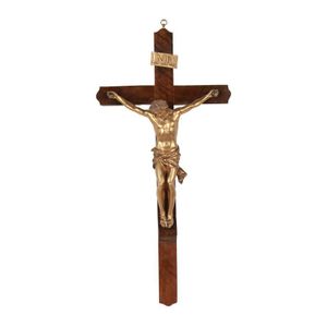 Jesus on cross Victorian bronze, mounted on a mahogany cross,…
