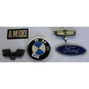 Five car badges, including Bmw, Am, Ford, and Pursuit 170 and…