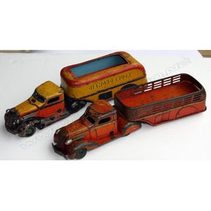 Vintage 70s80s Rare Tin freight Car 3Set Retro Toy that time thing Made in Japan 