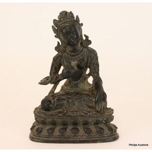 A Sino-Tibetan bronze figure of a seated Tara, the serene&hellip;
