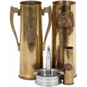 World War II Trench Art: group of trench art shell cases. 25…