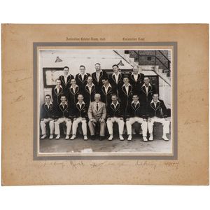 Cricket Items: 1953 Australia team photograph with 18 faded…