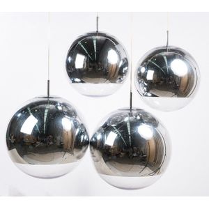 Tom Dixon set of four mirror ball pendant lights, Glossy chrome…