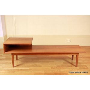 A teak two-tiered side or telephone table, circa 1950-60s, in…