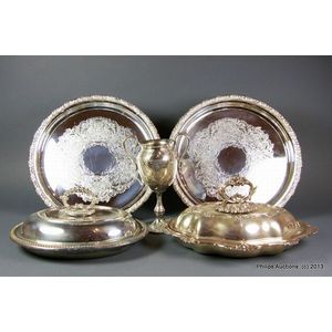 A group of silver plated Ware, including two lidded entree…