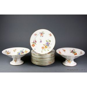 Floral Limoges Porcelain Dessert Set - Limoges - Ceramics