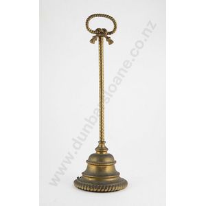Victorian cast brass Doorstop, with fixed loop ribbon handle,…
