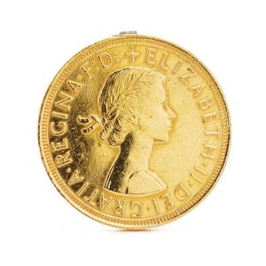 Queen Elizabeth II 1957 gold sovereign jewellery solder on top…