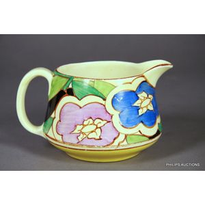 A Clarice Cliff Fantasque 'Gardenia' jug, early 1930s,…