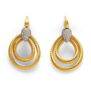 Yvel pair of 18ct gold and diamond earrings, property of a&hellip;