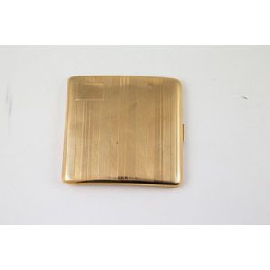 George V 9ct gold Art Deco cigarette case slightly bowed shape,…