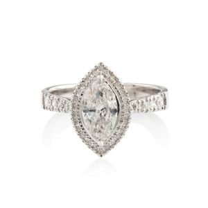 3Ct Marquise Cut Diamond Three Stone Wedding Ring For Women's 14K White Gold Plated Silver