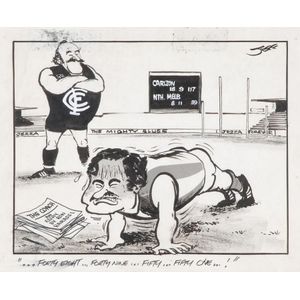 Geoff (Jeff) Hook, an original political cartoon titled '...…