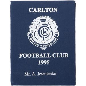 Carlton: Life Member's Season Ticket for 1995, with 'Mr.A.…