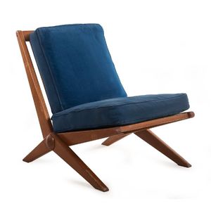 A Parker Scissor chair, blue velvet on structured frame,…