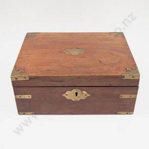 Victorian Mahogany Writing Slope with Brass Fittings, 30 cm Long
