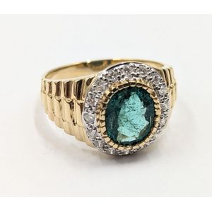 14K yellow gold ring, emerald and diamond gents ring features&hellip;
