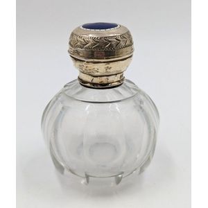 Sterling silver and crystal scent bottle, faceted spherical&hellip;