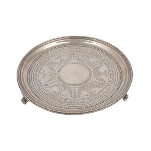 An antique English sterling silver calling card salver, by…