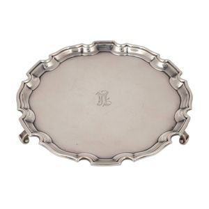 An English sterling silver salver with engraved ownership…