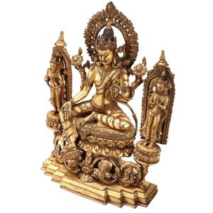 Sino-Tibetan gilt bronze Tara, depicted seated, flanked by a&hellip;