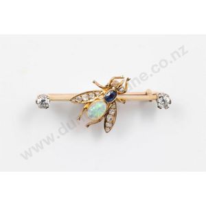 Gold, Cultured Pearl, Diamond, Ruby, Sapphire and Emerald Spider Brooch