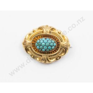 Victorian Turquoise Target Brooch - Brooches - Jewellery