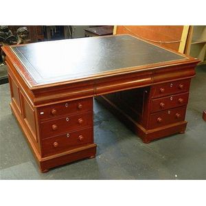 Mahogany Partner Desk with Gilt Leather Top - Desks - Partners, Bureau ...