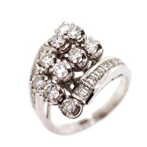 18k White Gold Diamond Cocktail Cluster Ring, 1.05ct - Rings - Jewellery