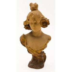 Bust Inscription Art Nouveau Female Bust, Depose Inscription, 65cm High - Busts/Heads ...