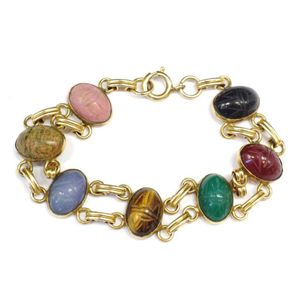 Amazoncom 14K Yellow Gold Scarab Bracelet With Large Oval Gemstones 8  Inches  Handmade Products