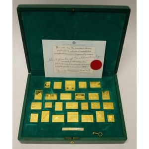 1988 The Australian Collection silver stamp set gold plated,…