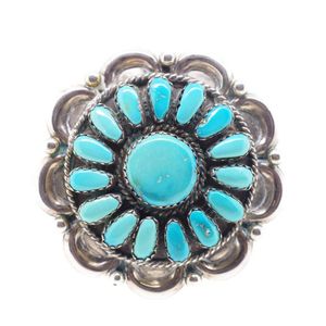 Navajo Turquoise Silver Brooch J&E Wilson 1970s - Brooches - Jewellery