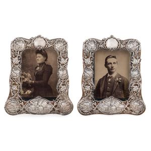 A pair of English sterling silver and oak 'Chorus of Angels'…