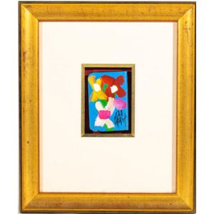 A Pro Hart flower hand painted book framed and mounted on board…