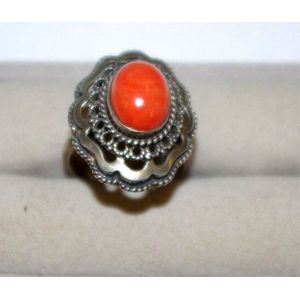 Coral Silver Ring - Rings - Jewellery