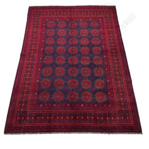Finely knotted Bukhara carpet, decorated with traditional…