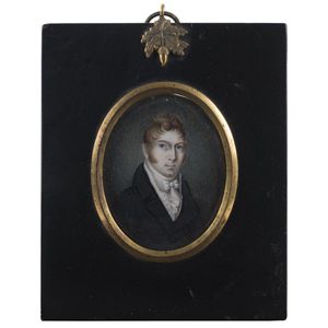 A Regency period miniature portrait of a gentleman, circa 1820,…