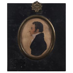 An English Regency miniature portrait of a gentleman in profile,…