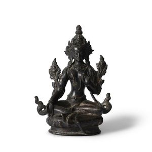 A Nepalese bronze figure of green Tara; 19th/early 20th century;&hellip;