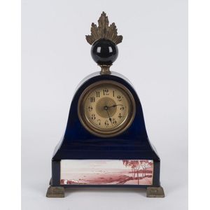 A German porcelain cased mantel clock with ormolu mounts, late&hellip;