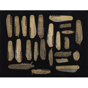 Coursolle Thiers and other novelty pocket knives, brass and…