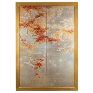 Japanese Maples, by Padma, the two silvered silk ground panels…