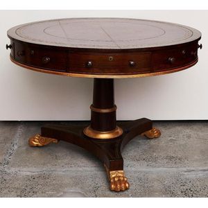 Regency mahogany and Parcel-gilt drum table 19th century the…
