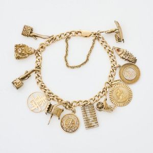 Vintage Black and Gold Dice Charm Bracelet at 1stDibs
