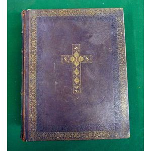 Antique leather bound family bible illustrated with full page…