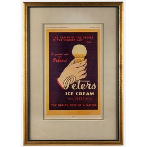 'Peters ice Cream' framed advertising display, 67 x 46 cm…